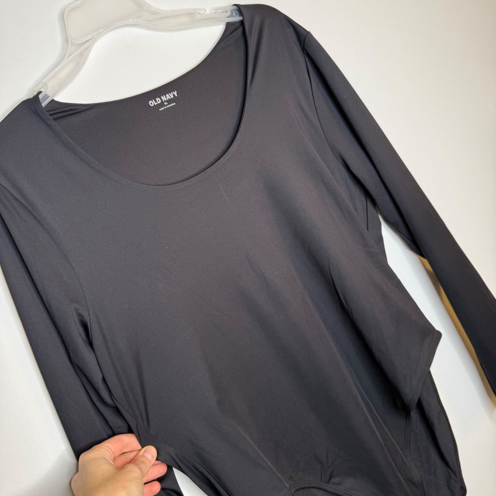C13 NWT Old Navy Long-Sleeve Double-Layer Sculpting Bodysuit‎ Scoop Neck - Picture 4 of 7